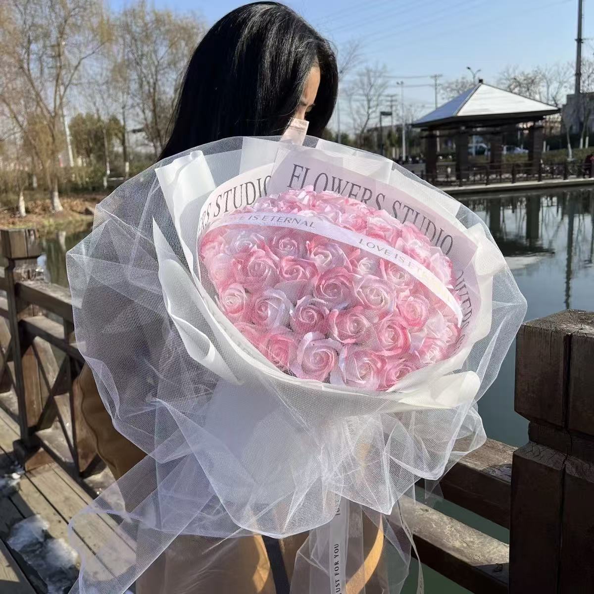 豪華綺麗ソープフラワー50本バラ 卒業式花束 母の日 花 敬老の日フラワーギフト バラ 人気造花ブーケ 誕生日プレゼント 枯れない花 結婚祝い記念日