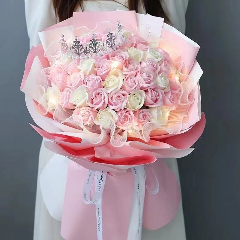 豪華50本超おすすめソープフラワー 卒業式花束 母の日 花 敬老の日フラワーギフト バラ 人気造花ブーケ 誕生日プレゼント 枯れない花 結婚祝い記念日